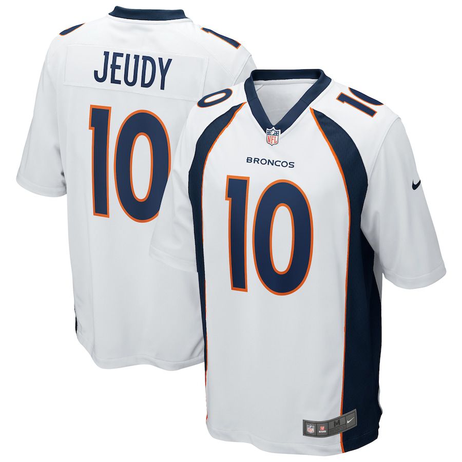 Men Denver Broncos 10 Jerry Jeudy Nike White Game NFL Jersey
